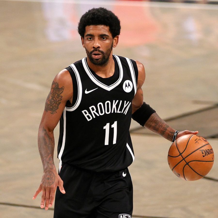 Brooklyn+Nets+point+guard+Kyrie+Irving+suspended+for+8+games+after+posting+a+link+to+an+anti-Semitic+film+on+Twitter.+%28Getty+Images%29
