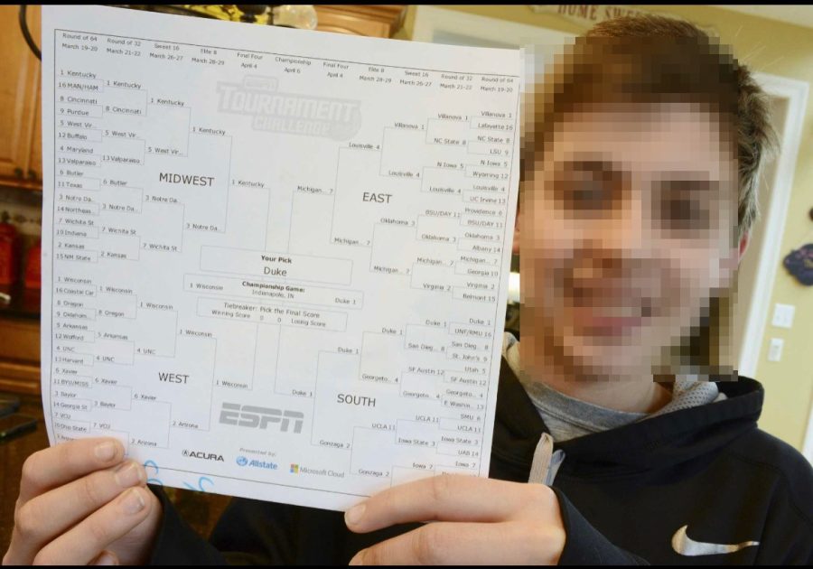 The lucky junior to win this year’s ESPN mens tournament bracket challenge has chosen to preserve their anonymity for legal reasons. (Cassia W. 23)