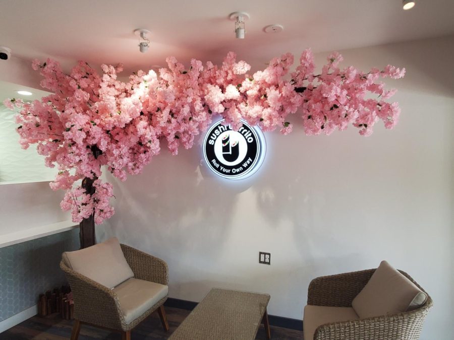 IJ Sushi Burrito’s interior decorating on the last weekend of the Cherry Blossom Festival.