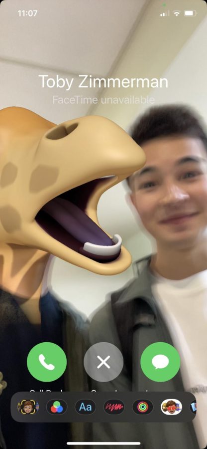Stellan and Aaron summon a ghost of EICs past by calling Toby Z. ’23, brother of one H. Zimmerman. Aaron is the giraffe.