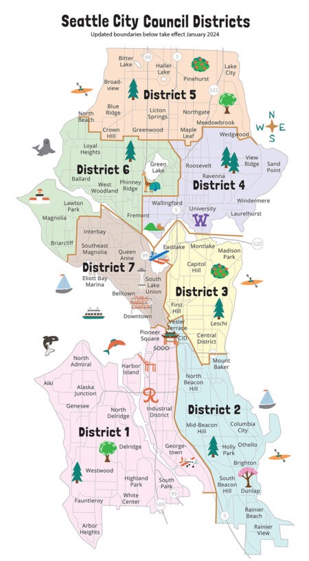 New city council districts change the boundaries in neighborhoods like Magnolia, Crown Hill, Wedgwood, and Eastlake, slightly shifting the political landscape of each district