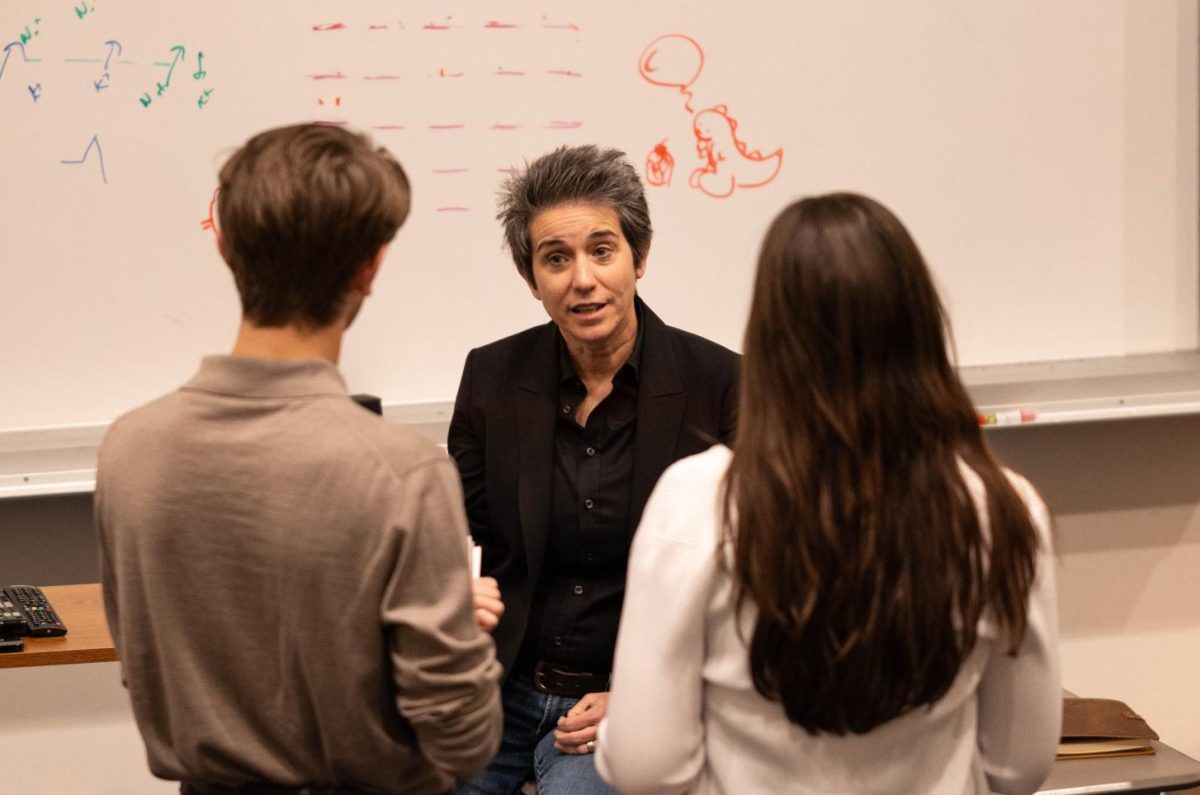 Tatler’s EICs Jackson B. ‘25 (left) and Reagan R. ‘25 (right) meet with EIC of The Cook Political Report Amy Walter (middle) to discuss the upcoming election just days away.