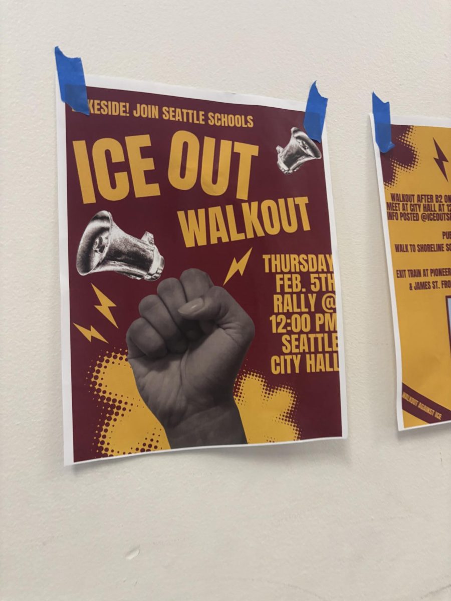 A flyer for the protest on a wall in Allen Gates.