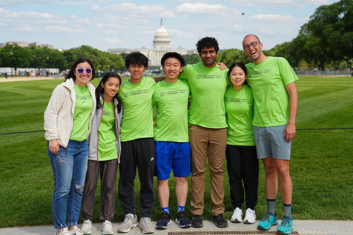 The Science Bowl team poses for a photo on the National Mall in Washington, D.C.